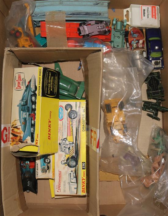 A collection of Dinky Toys Spectrum Pursuit Vehicle Thunderbirds, Corgi Toys Batmobile and other models